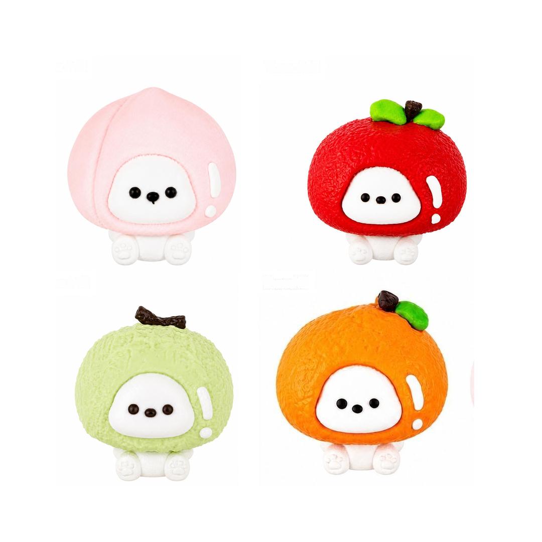 フルーツかぶりものいぬシリーズ シリコン製スクイーズチャーム