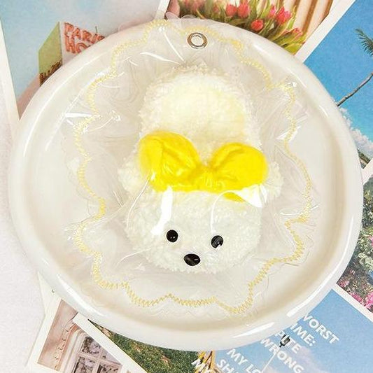 完全手作り リボン付き子犬型スリッパ ぷにぷに | 食品グレードの環境対応シリコン製、ストレス解消癒し系おもちゃ。上品なギフト向け（ご注文時にリボンカラー備考）。